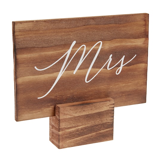 Small Mrs. Wooden Table Seating Sign with Base by Celebrate It&#x2122;